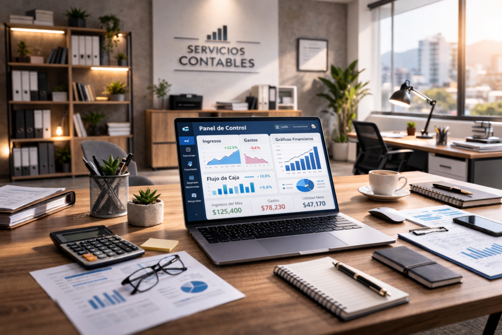 Escritorio con una PC mostrando Qué saber antes de automatizar procesos contables